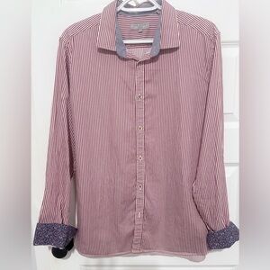 Ted Baker Men's Red and White Striped Dress Shirt Size Small